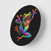 Rainbow Frog Runde Wanduhr (Winkel)