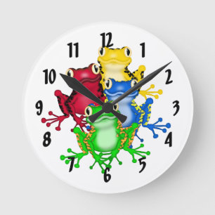 Rainbow Frogs Wall Clock Runde Wanduhr
