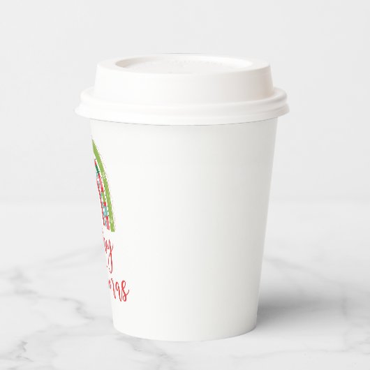 Rainbow Frohe Weihnachten Pappbecher (Links)