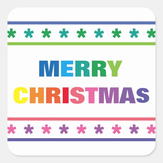 Rainbow Frohe Weihnachten - Square Sticker (Vorderseite)