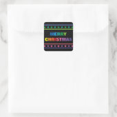 Rainbow Frohe Weihnachten - Square Sticker (Tasche)