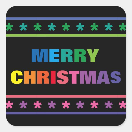 Rainbow Frohe Weihnachten - Square Sticker (Vorderseite)