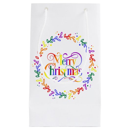 Rainbow Frohe Weihnachts-Wraath-Geschenktasche Kleine Geschenktüte (Vorderseite)
