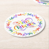 Rainbow Frohe Weihnachtsmann Paper-Untersetzer Runder Pappuntersetzer (Angewinkelt)