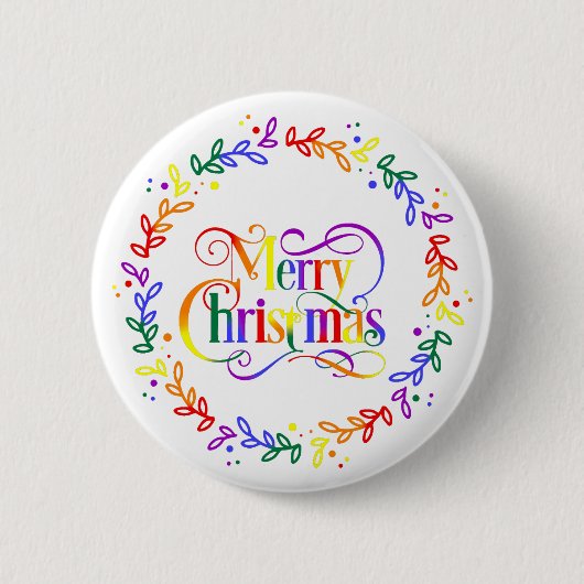 Rainbow Frohe Weihnachtsmann-Taste Button (Vorderseite)