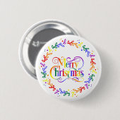 Rainbow Frohe Weihnachtsmann-Taste Button (Vorne & Hinten)