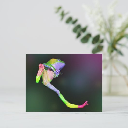 Rainbow Frosch Postkarte (Stehend Vorderseite)