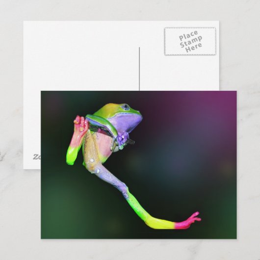 Rainbow Frosch Postkarte (Vorne/Hinten)