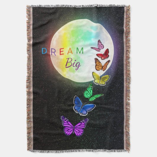 Rainbow Full Moon & Rainbow Butterfets Dream Big Decke (Vorderseite Vertikal)