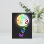 Rainbow Full Moon & Rainbow Butterfets Dream Big Einladung (Stehend Vorderseite)