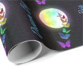 Rainbow Full Moon & Rainbow Butterfets Dream Big Geschenkpapier (Rolleneckpunkt)
