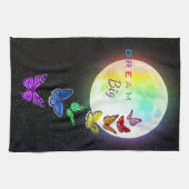 Rainbow Full Moon & Rainbow Butterfets Dream Big Geschirrtuch (Horizontal)