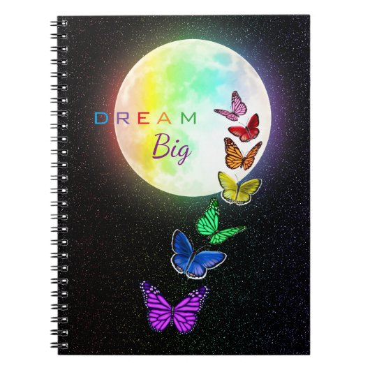 Rainbow Full Moon & Rainbow Butterfets Dream Big Notizblock (Vorderseite)