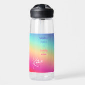 Rainbow Fun Chug, Name + 5 Benutzerdefinierte Text Trinkflasche (Vorne)