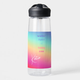 Rainbow Fun Chug, Name + 5 Benutzerdefinierte Text Trinkflasche