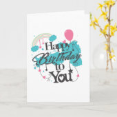 Rainbow Fun Happy Birthday Karte (Gelbe Blume)