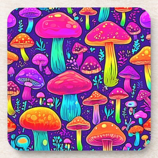 Rainbow Fungus: Cartoon Dream Getränkeuntersetzer (Vorderseite)