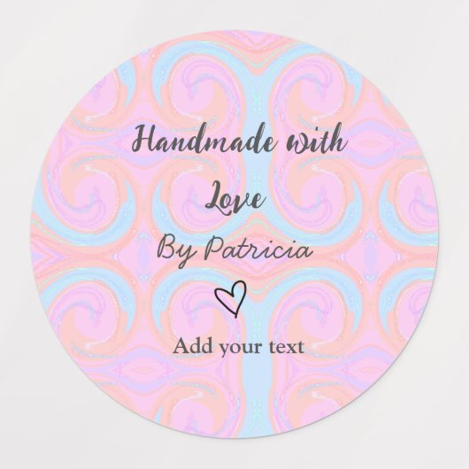 Rainbow-Funkel handgefertigt mit Liebe fügen Namen Etiketten (Design 2)