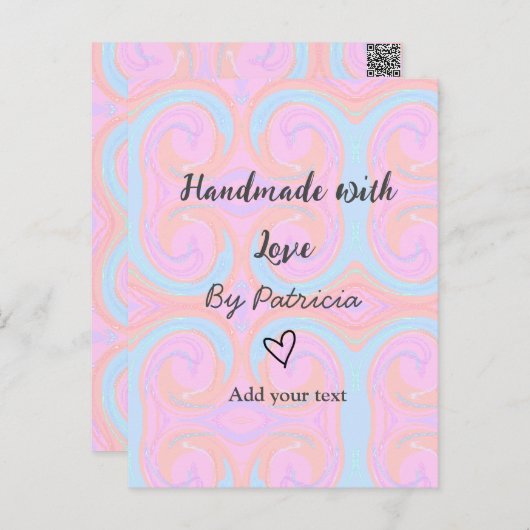 Rainbow-Funkel handgefertigt mit Liebe fügen Namen Postkarte (Vorne/Hinten)