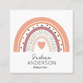 Rainbow Funky SCANDI HEART RAINBOW BABYSITTER Quadratische Visitenkarte (Vorderseite)