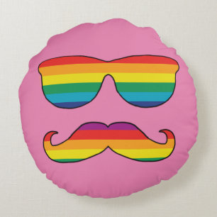 Rainbow Funny Funny Face Rundes Kissen