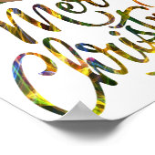 Rainbow Funny Turtle Wear Weihnachtsmannmütze Weih Poster (Ecke)