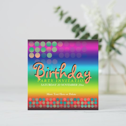 Rainbow Funtimes Geburtstagsparty Einladung (Stehend Vorderseite)