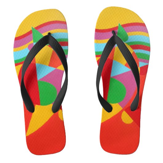 Rainbow Fusion Abstract Flip Flops Badesandalen (Fußbett)