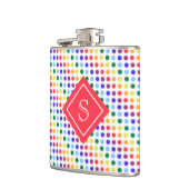 Rainbow Fuzzy Dots Personalisiert Monogramm Flachmann (Links)