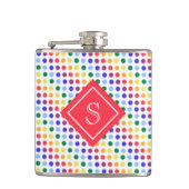 Rainbow Fuzzy Dots Personalisiert Monogramm Flachmann (Vorderseite)