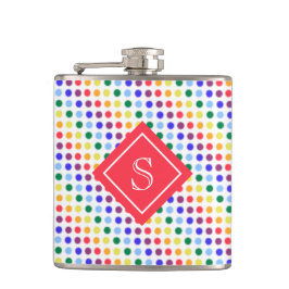 Rainbow Fuzzy Dots Personalisiert Monogramm Flachmann