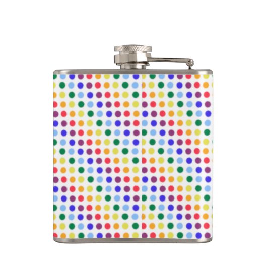Rainbow Fuzzy Dots Personalisiert Monogramm Flachmann (Rückseite)