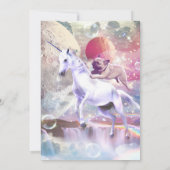 Rainbow-Galaxie-Mops, der im Weltraum einhorn reit Einladung (Rückseite)