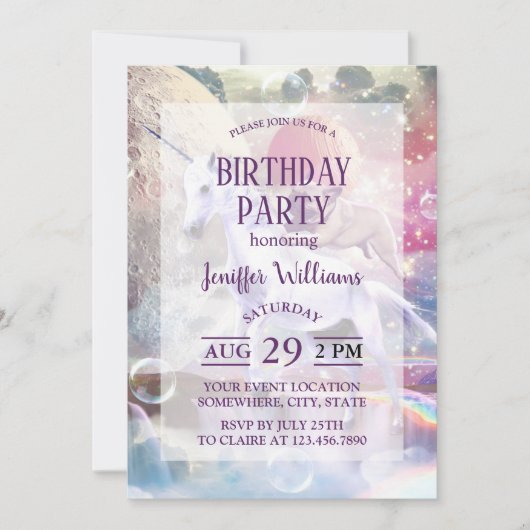 Rainbow-Galaxie-Mops, der im Weltraum einhorn reit Einladung (Vorderseite)