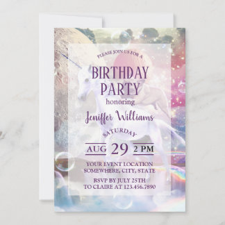 Rainbow-Galaxie-Mops, der im Weltraum einhorn reit Einladung