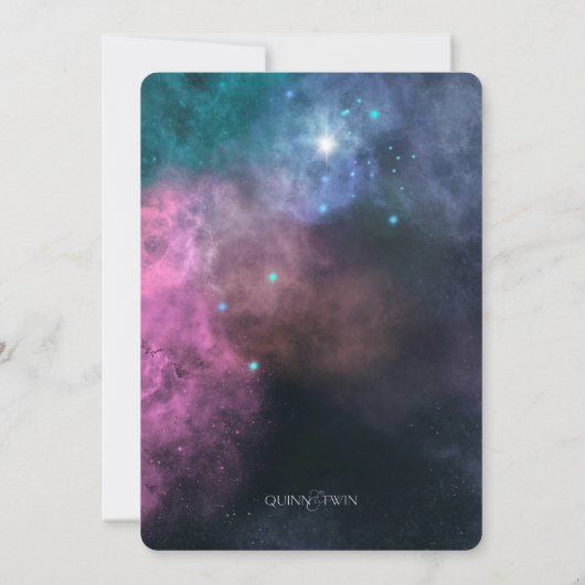 Rainbow Galaxy Birthday Einladung (Rückseite)