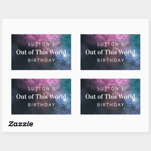 Rainbow Galaxy Birthday Rechteckiger Aufkleber (Blatt)