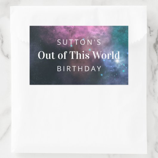 Rainbow Galaxy Birthday Rechteckiger Aufkleber (Tasche)