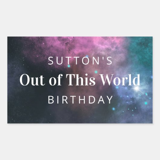 Rainbow Galaxy Birthday Rechteckiger Aufkleber (Vorderseite)