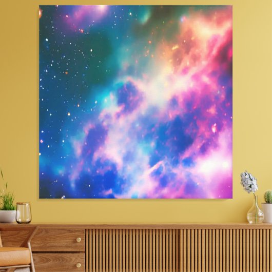 Rainbow Galaxy Blooming Stretched Canvas Print Leinwanddruck (Insitu (Wohnzimmer))