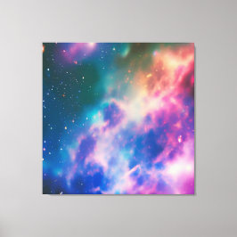 Rainbow Galaxy Blooming Stretched Canvas Print Leinwanddruck