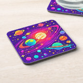 Rainbow Galaxy: Cartoon Spaß Getränkeuntersetzer (Linke Seite)