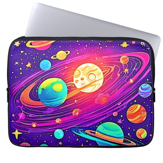Rainbow Galaxy: Cartoon Spaß Laptopschutzhülle (Vorderseite)