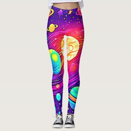 Rainbow Galaxy: Cartoon Spaß Leggings (Vorderseite)