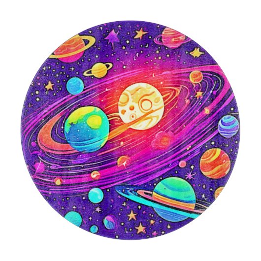 Rainbow Galaxy: Cartoon Spaß Schneidebrett (Vorderseite)