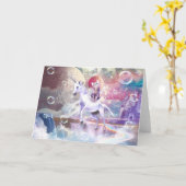 Rainbow Galaxy Katze, die im Weltraum einhorn reit Karte (Gelbe Blume)