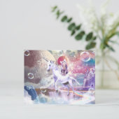 Rainbow Galaxy Katze, die im Weltraum einhorn reit Postkarte (Stehend Vorderseite)