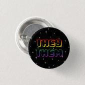 Rainbow Galaxy They /Them Pronouns Button (Vorne & Hinten)