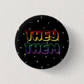 Rainbow Galaxy They /Them Pronouns Button (Vorderseite)