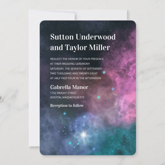 Rainbow Galaxy Wedding Einladung (Vorderseite)